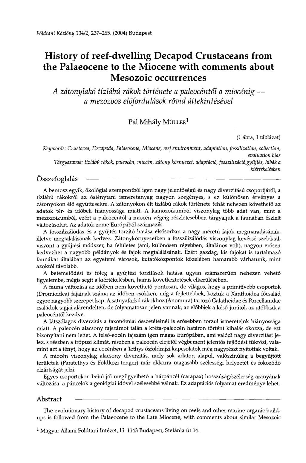 Földtani Közlöny 134/2,237-255.