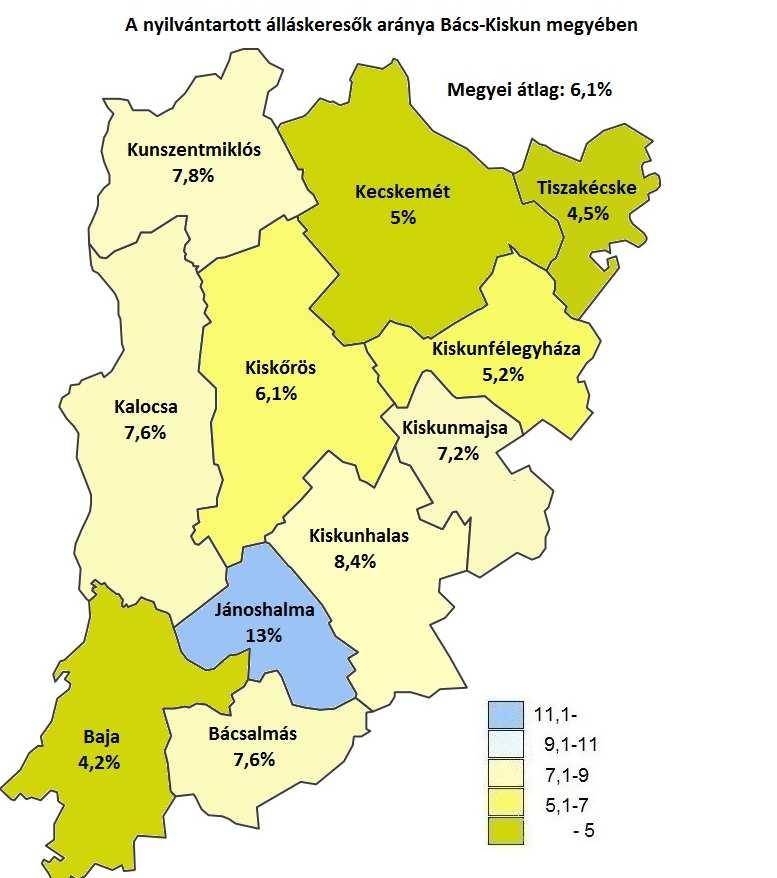 A megyei munkanélküliség jellemzői A nyilvántartott álláskeresők arányának alakulása (a gazdaságilag aktív népesség %-ában) Járás A nyilvántartott álláskeresők aránya, % a/ 2018 2018 2017 február