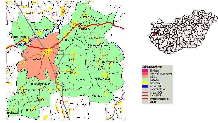 1. ábra: A Vasvári kistérség földrajzi helyzete és települései Forrás: KSH-TEIR adatbázis A kistérség központja: Vasvár A kistérség mikro-központjai:
