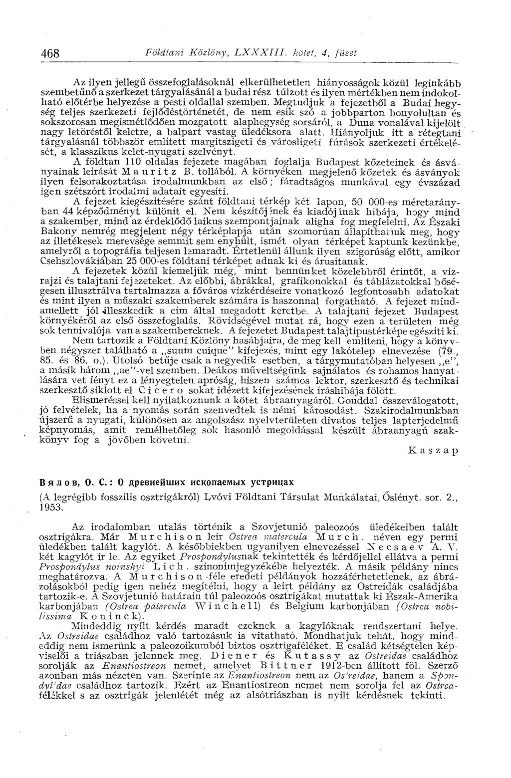 468 Földtani Közlöny, LXXXIII.