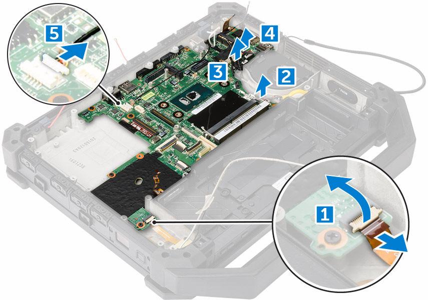 Távolítsa el a csavarokat, amelyek a DisplayPort-panelt a számítógépházhoz rögzítik [1]. b.