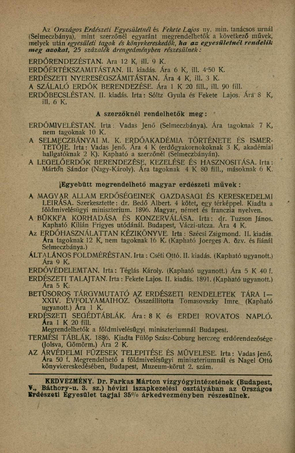 Az Országos Erdészeti Egyesületnél és Fekete Lajos ny. min.