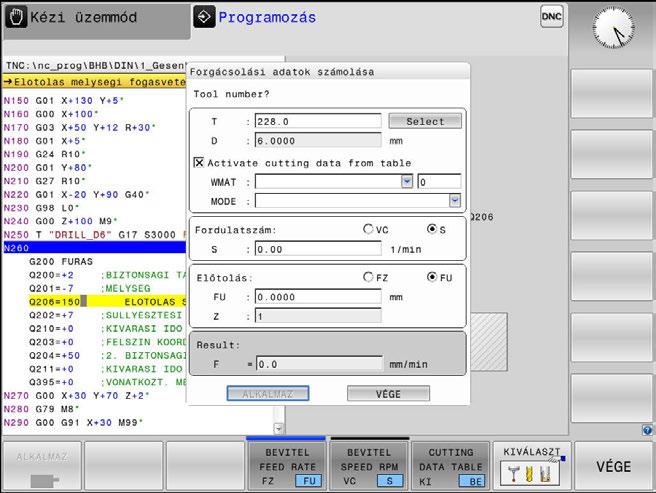 Programozási segédletek Forgácsolási adatok számítása 6 6.
