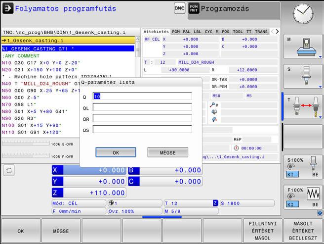 9 Q paraméteres programozás Q paraméterek ellenőrzése és megváltoztatása 9.