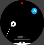 Navigálás tájékozódási ponthoz: 1. Az indítóképernyő megnyitásához nyomja meg a jobb oldali felső gombot. 2. Görgessen a Navigation (Navigáció) pontra, és nyomja meg a középső gombot. 3.
