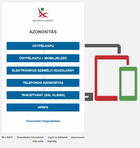 1. Belépés KAÜ autentikációval Az autentikáció során a