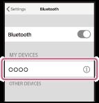 3. Érintse meg a [ ] elemet, hogy [ ] helyzetbe állítsa (a Bluetooth funkció bekapcsolása). 4 Érintse meg a(z) [] elemet.