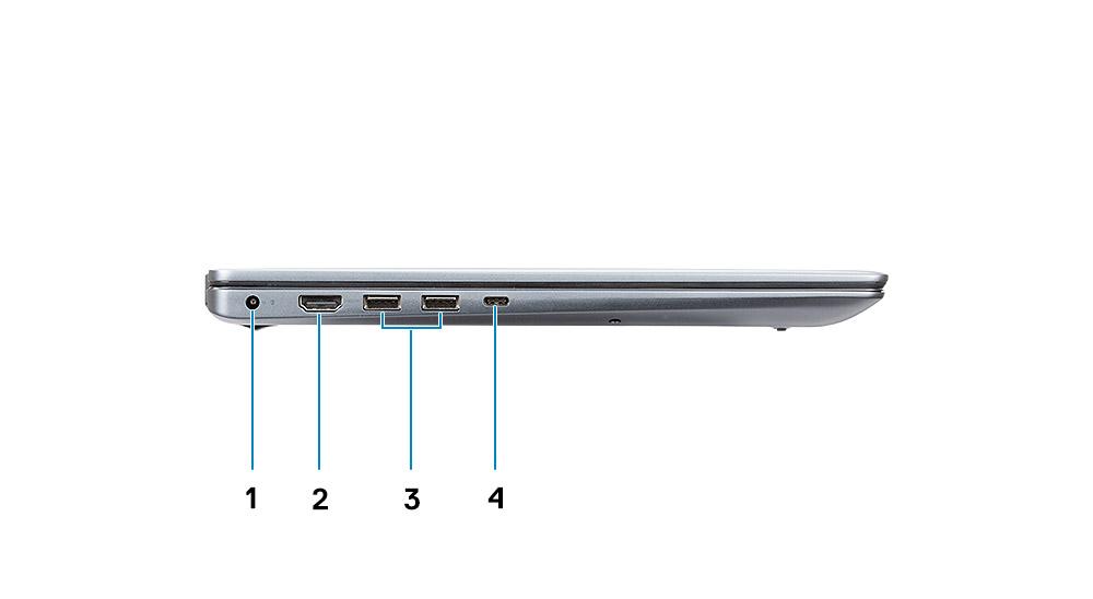 5 Kijelző Bal oldali nézet 2. ábra. Bal oldali nézet Tápadapterport HDMI 2.0 port USB 3.