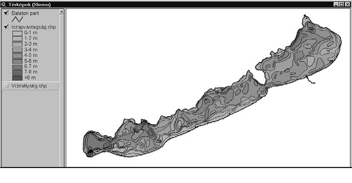 52 8. ábra. A Balaton vízmélység-térképe a Balaton földtudományi adatbázisában Figure 8. Map of water depth of Lake Balaton in the geoscientific database of Lake Balaton 9. ábra. A Balaton iszapvastagságtérképe a Balaton földtudományi adatbázisában Figure 9.