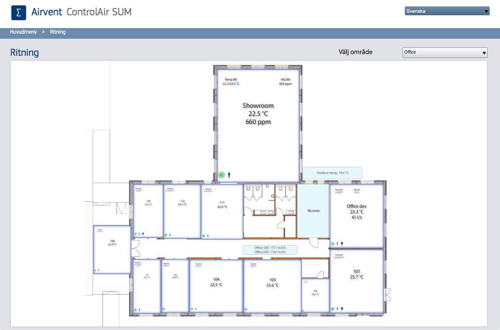 Általános alaprajz A helyiséglista épületrajz nézetben grafikusan is megtekinthető. Az elrendezést emeletek vagy zónák szerint lehet csoportosítani.