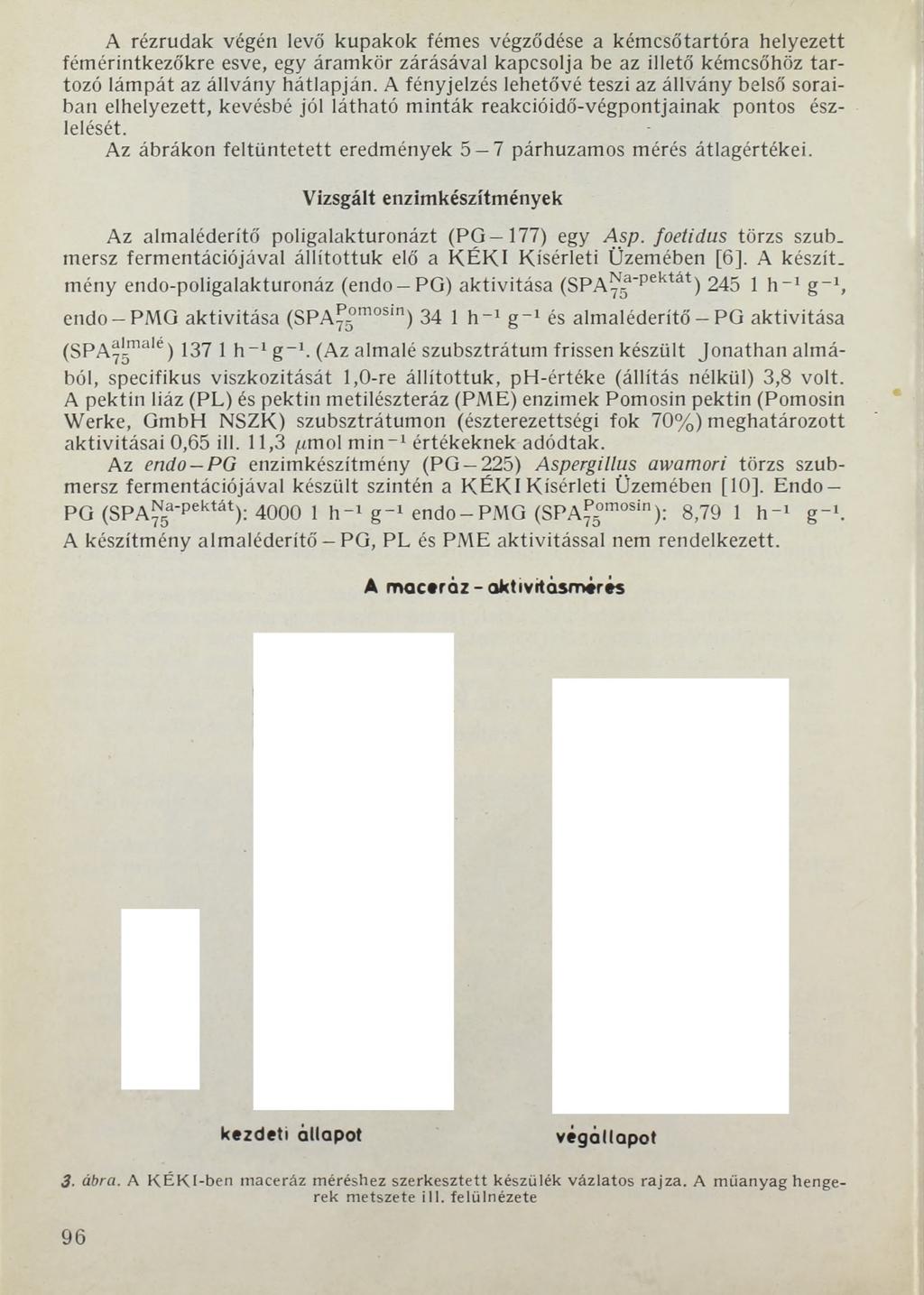 A rézrudak végén levő kupakok fémes végződése a kémcsőtartóra helyezett fémérintkezőkre esve, egy áramkör zárásával kapcsolja be az illető kémcsőhöz tartozó lámpát az állvány hátlapján.
