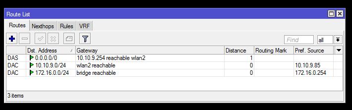 Routing Dst. Address: hálózat amit el szeretnénk érni.