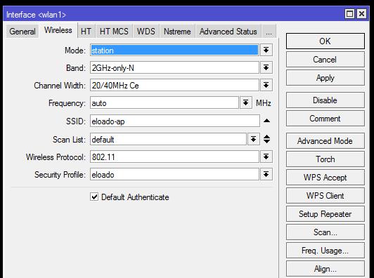 Mode = station Band SSID Frequency mezőt nem