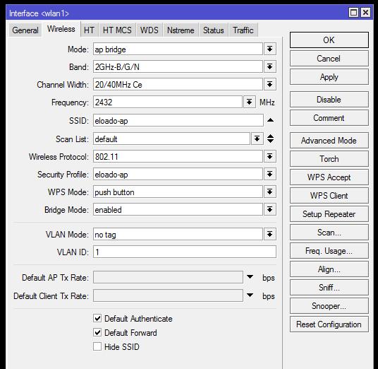 Mode = ap-bridge Band Frequency