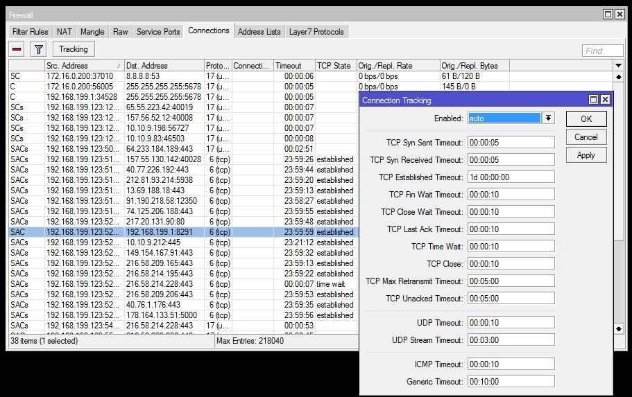 Connection Tracking Információt tart