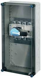 c. zárlati árama DI szabvány szerint alkalmazható biztosító betét gg Megszakítóképesség 132 kw AC-23A/B 400 V a.c. I nc = 200 A Áramkörök száma 1, Mi 77454 Terheléskapcsoló 250 A 4 pólusú, + Csatlakozás: M 10 (max.