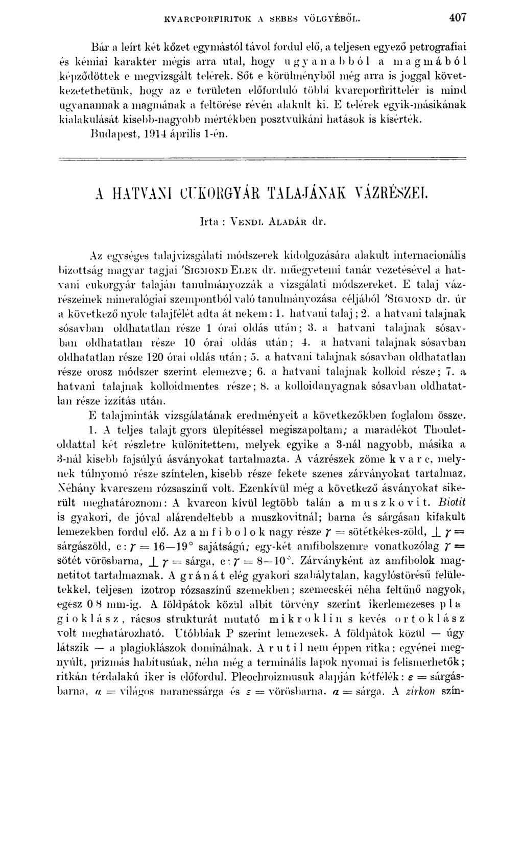 KVARCPORFIRITOK A SEBES VÖLGYÉBŐL.