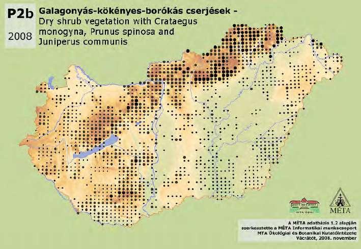 3. ábra A hazai galagonya-borókás-kökényes cserjések