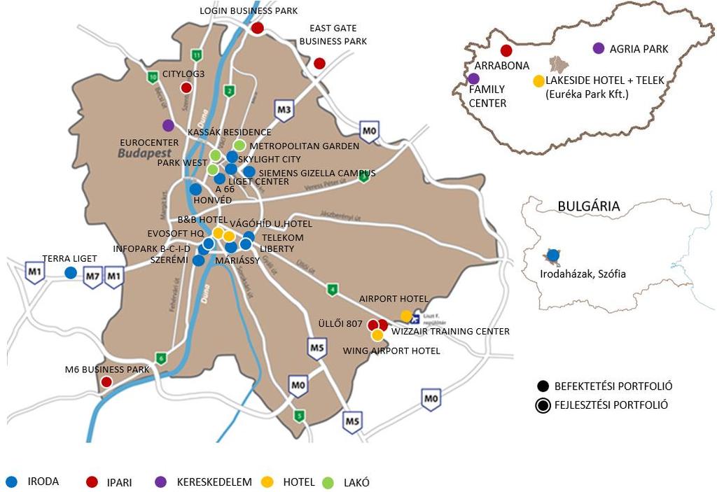 Elhelyezkedés 5.4.2 Befektetési portfólió Andrássy Palota Kft. Székhely: 1095 Budapest, Máriássy u. 7. Tulajdonos: WINGPROP Zrt. A projektcég által tulajdonolt ingatlan: A66 irodaház.