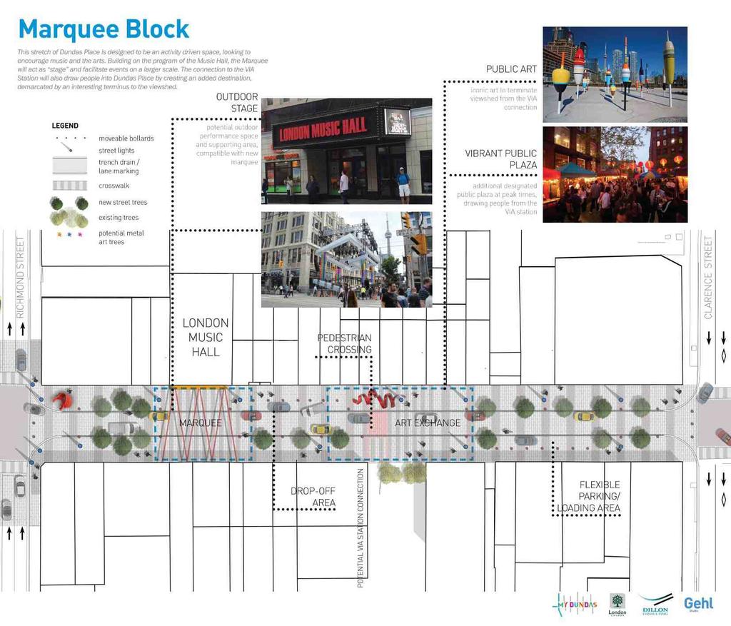 ± ± ± ± This stretch of Dundas Place is designed to be an activity driven space, looking to encourage music and the arts.