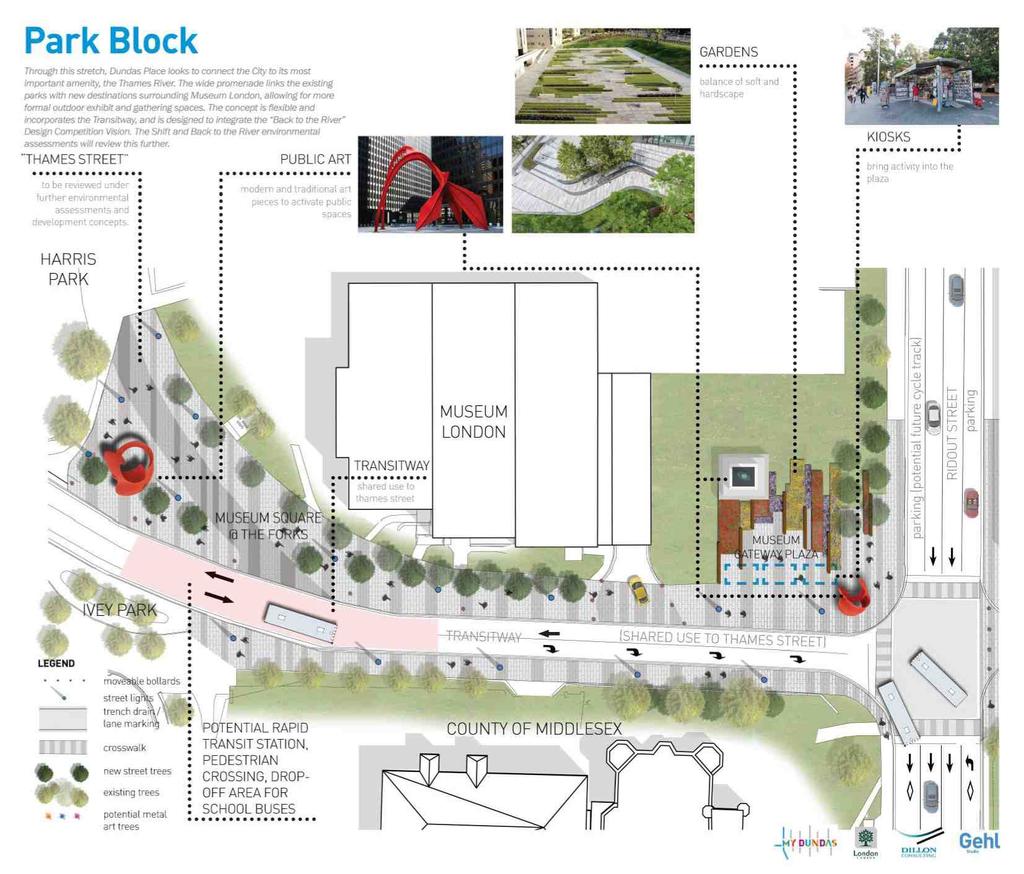 ± ± Through this stretch, Dundas Place looks to connect the City to its most important amenity, the Thames River.