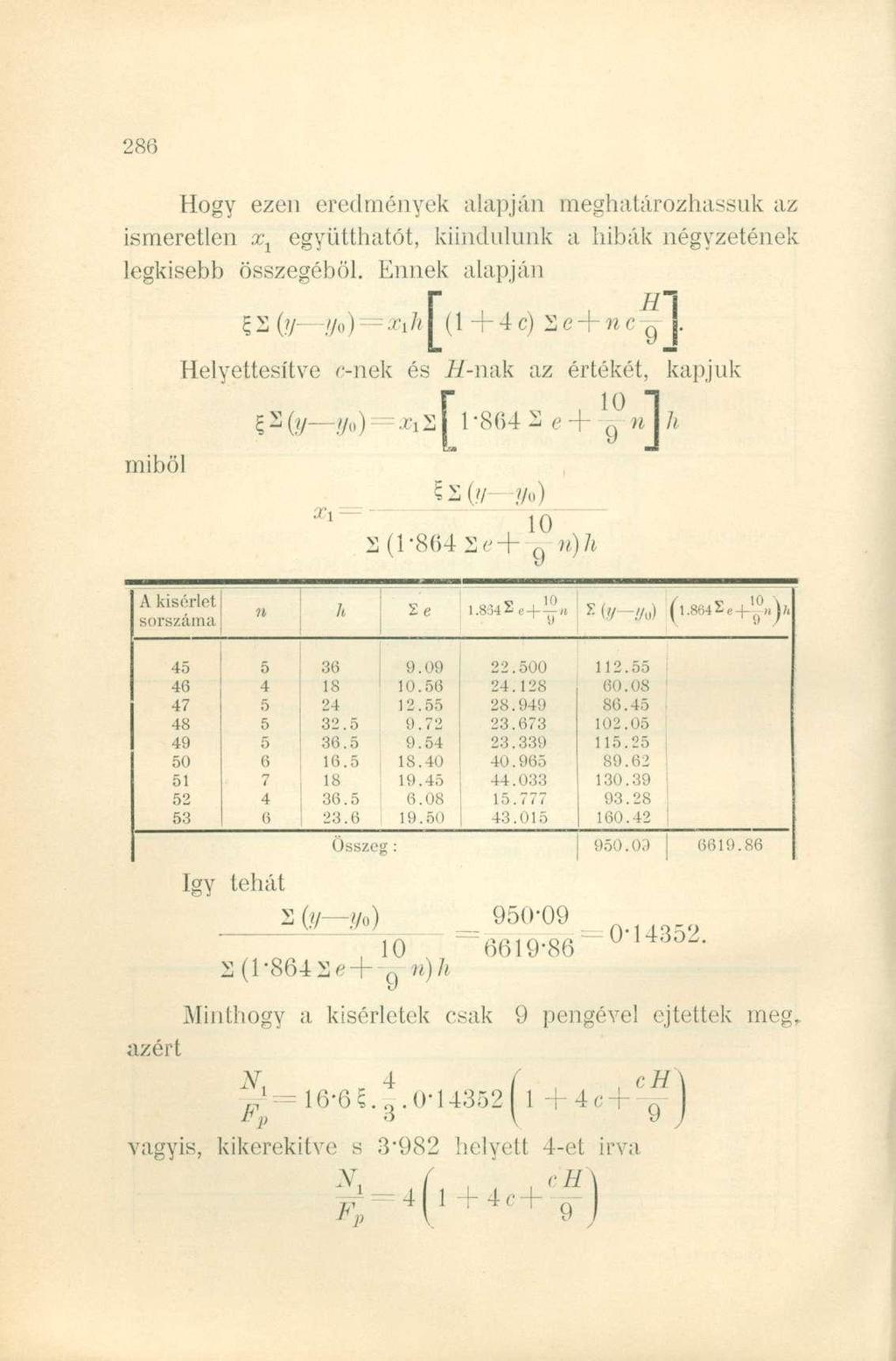 Hogy ezen eredmények alapján megatározassuk az ismeretlen x x együttatót, kiindulunk a ibák négyzetének legkisebb összegéből. Ennek alapján ; ^ (?/ 2/o) = xi I (1 + 4 c) s e + J C -g.