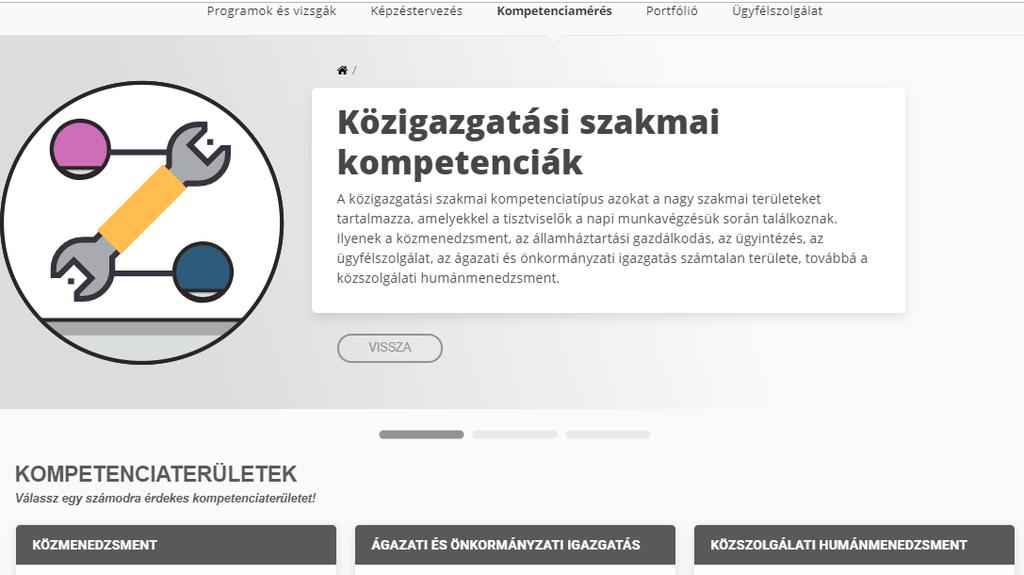 Először a tisztviselőnek ki kell választania azt a kompetenciatípust, amelyen