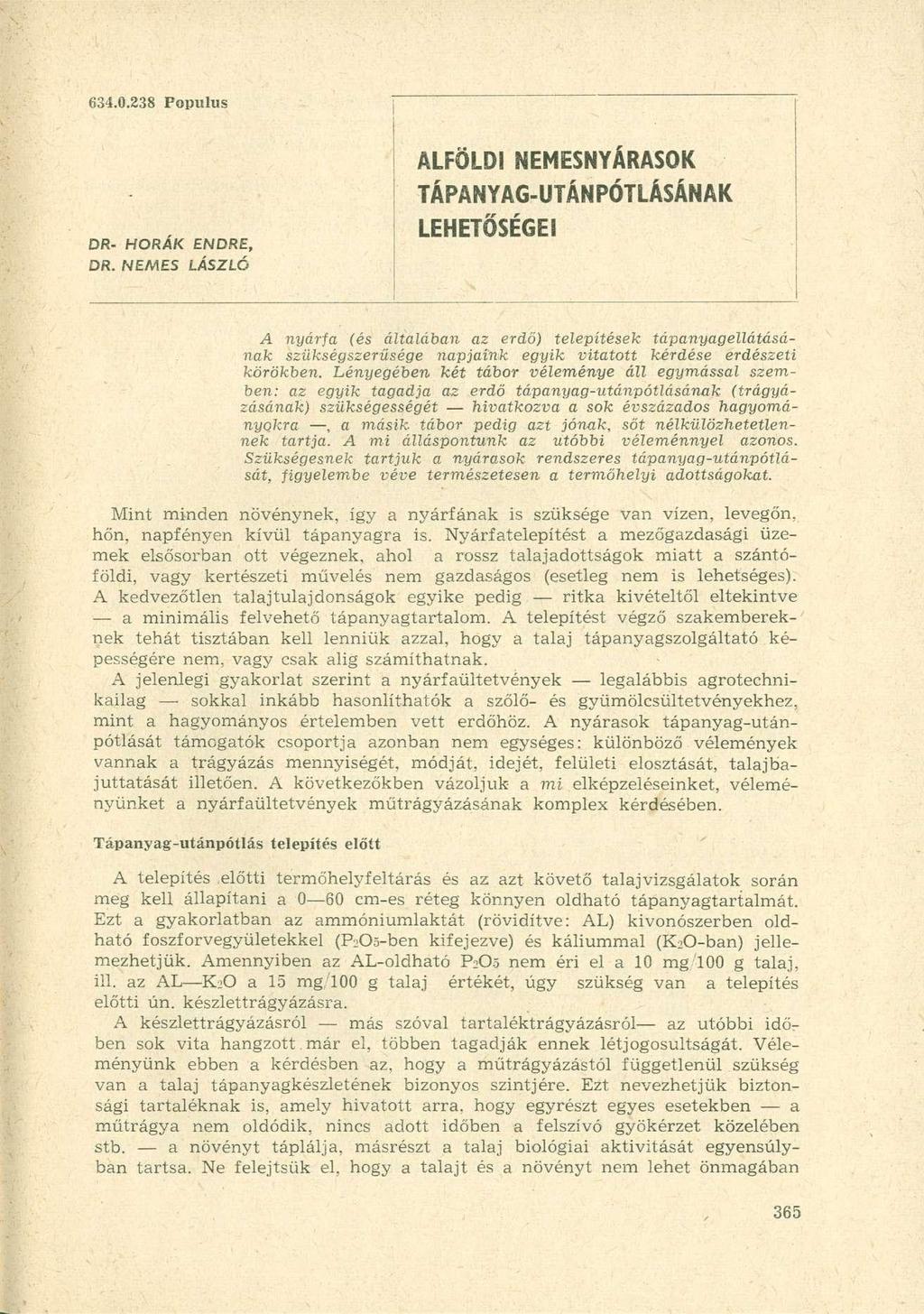 634.0.238 Populus DR- HORÁK DR.