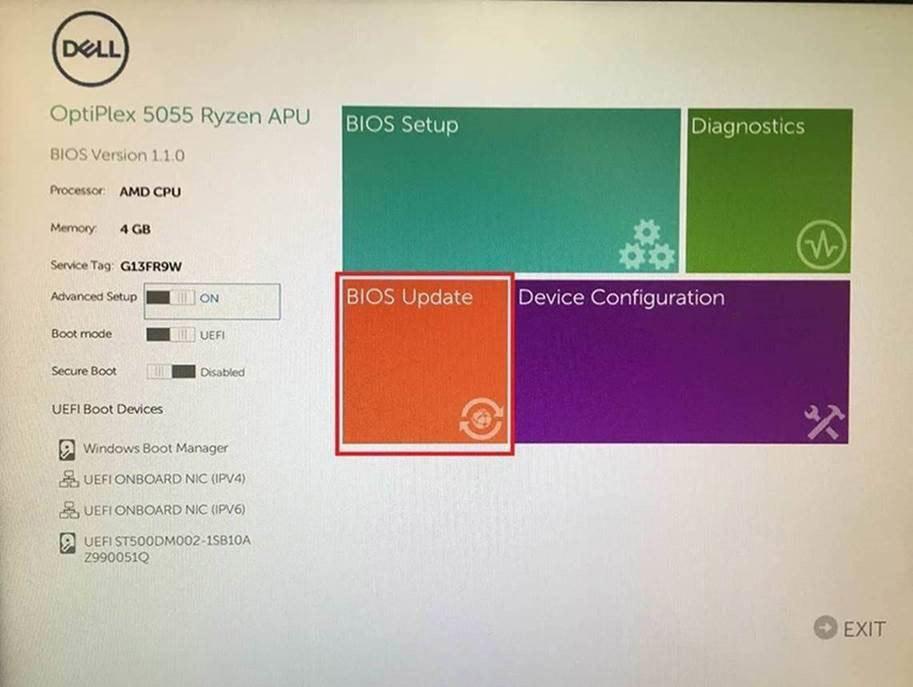 3. Megnyílik a BIOS flash menü.