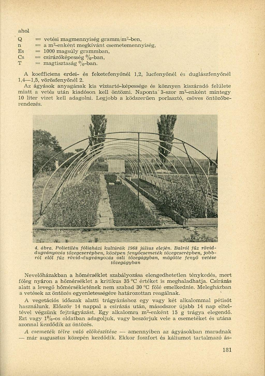 ahol Q n Es Cs T = vetési magmennyiség gramm/ -ben, = a -enként megkívánt csemetemennyiség, = 1000 magsúly grammban, = csírázóképesség %-ban, = magtisztaság %-ban.