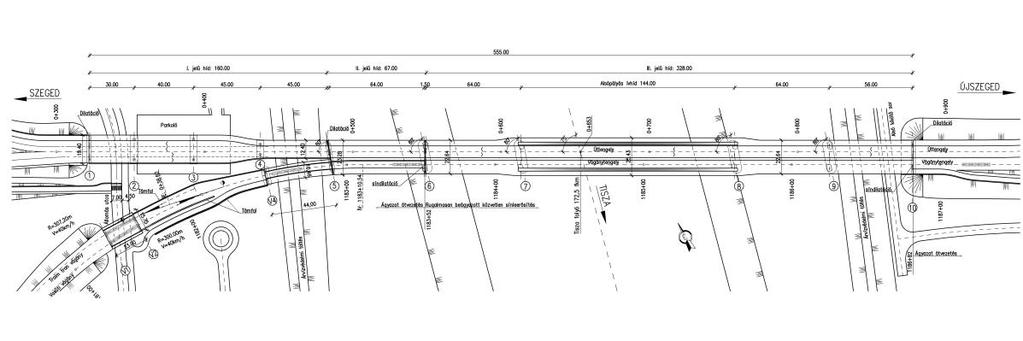 2014 - ÚJ SZEGEDI TISZA-HÍD TANULMÁNYTERV A HÍDKOMPLEXUM ELEMEI HÍDHOSSZ (KÖZÚTI HÍD): 555 m I.