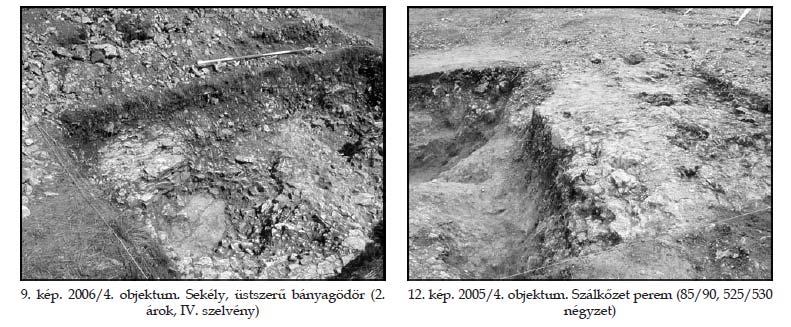 ásatások szelvényei Geofizika Nagytevel, kovabánya