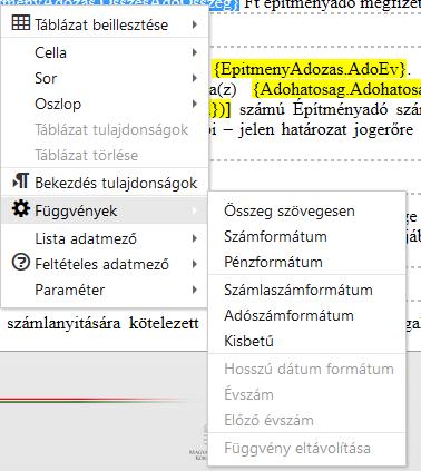 A program csak a logikus, az adatmezőhöz ténylegesen köthető formázási lehetősége(ke)t kínálja fel.