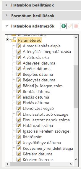 Ezek a mezők tetszőleges, a felhasználó által szabadon rögzíthető tartalommal bírnak, melyek jellemzőit (szöveg, leírás, dátum, szám) és alapértelmezett értékeit létrehozásuk során van lehetőség
