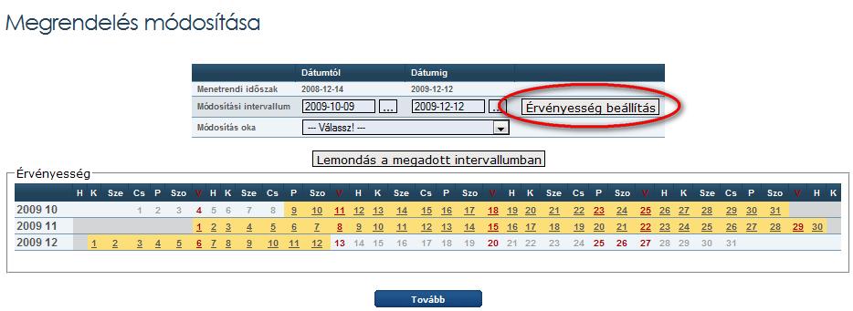 megváltoztatott érvényesség a közlekedési