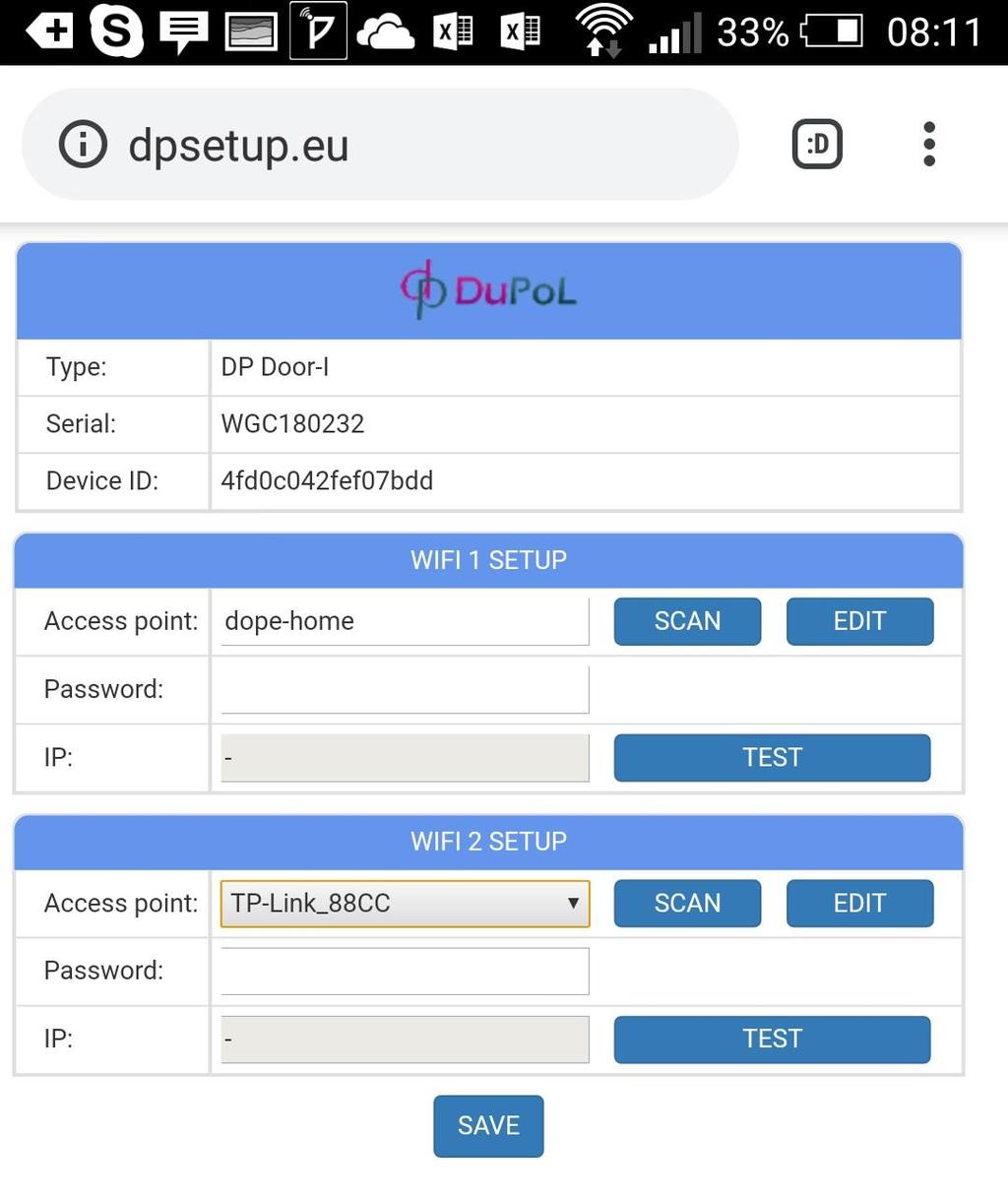 Kapcsolódjon a DP DEVICE elnevezésű hálózatra egy WIFI képes telefonnal vagy számítógéppel majd egy WEB böngésző segítségével nyissa meg a beállítást tartalmazó dpsetup.eu weboldalt.