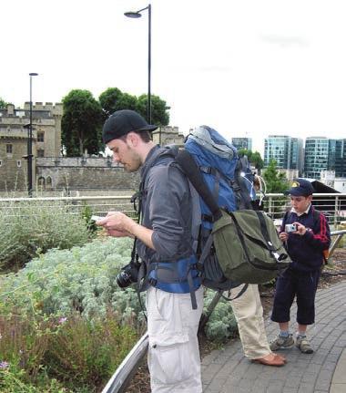 Include the following points: Task 3 shopping round the clock saving time and money (no travel etc.) convenience (e.g. home delivery) almost unlimited choice prices These two pictures show tourists with rucksacks and an elegant hotel.