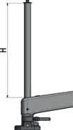 860 mm 530 mm BE 860 mm 530 mm Választható fejek H = 447 mm Fix Csuklós Forgó A2 Függőleges D2 Függőleges