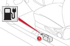 Gyakorlati tudnivalók Gyorstöltés* Ellenőrizze, hogy a töltőoszlop és a hozzá tartozó töltőkábel megfelel-e a gépkocsihoz. F Húzza be a parkolóféket, és tegye a váltókart P helyzetbe.