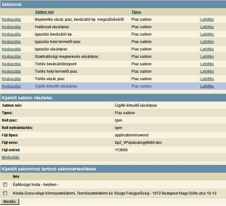 5.8 Sablonok A programba feltöltött sablonokat tartalmazza a [Sablonok] táblázat (147. kép).