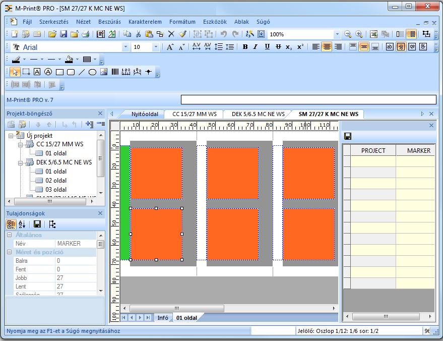 Programfelület A programfelületen kerül sor a jelölő szerkesztésére. A program indítása után automatikusan megjelenik a programfelület.
