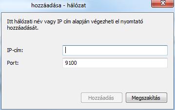 Hálózat tallózása ikonra, majd a keresési párbeszédben a Kijelölt nyomtató hozzáadása ikonra.