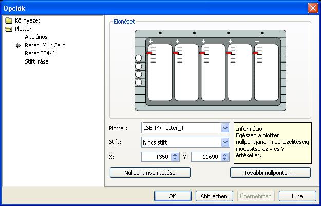 Rátét, MultiCard Válassza ki az opciók-párbeszéd