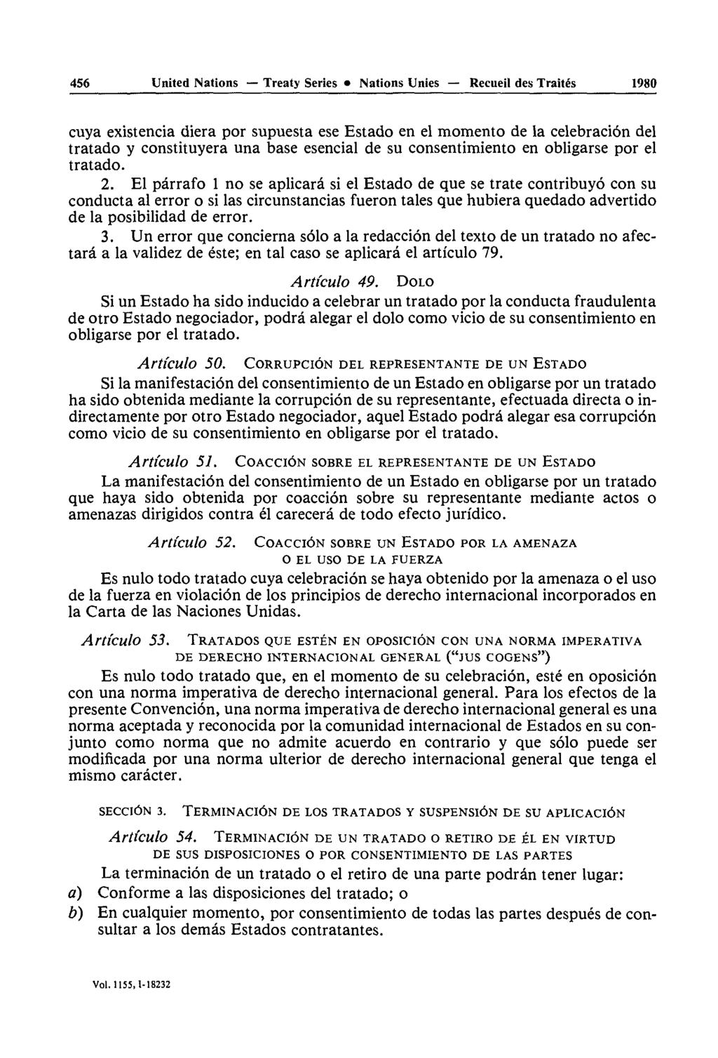 456 United Nations Treaty Series Nations Unies Recueil des Traités 1980 cuya existencia diera por supuesta ese Estado en el momento de la celebration del tratado y constituyera una base esencial de