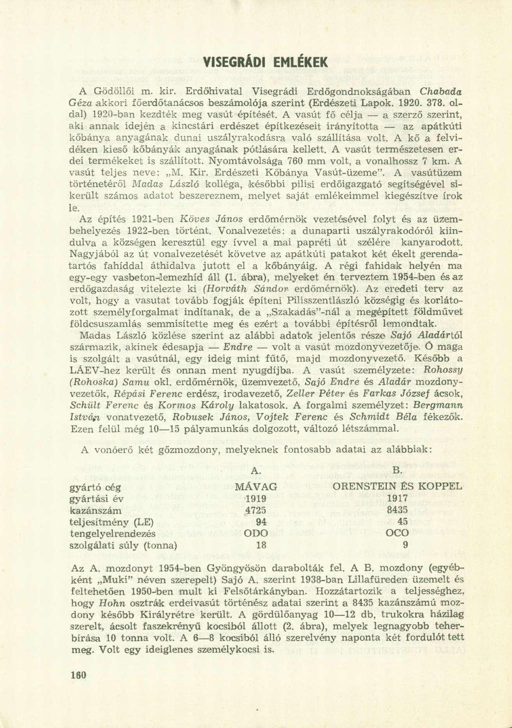 VISEGRÁDI EMLÉKEK A Gödöllői m. kir. Erdőhivatal Visegrádi Erdőgondnokságában Chabada Géza akkori főerdőtanácsos beszámolója szerint (Erdészeti Lapok. 1920. 378.