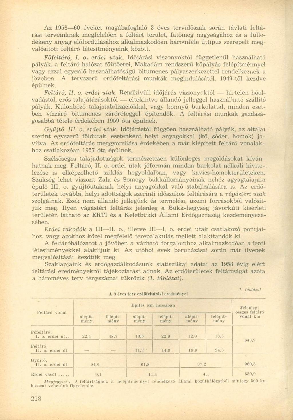 Az 1958 60 éveket magábafoglaló 3 éves tervidőszak során távlati feltárási terveinknek megfelelően a feltárt terület, fatömeg nagyságához és a fülledékeny anyag előfordulásához alkalmazkodóan