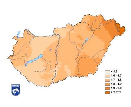 Éves és nyári átlaghőmérséklet változása 1981-2018 Év Nyár átlagos változás: 1,76