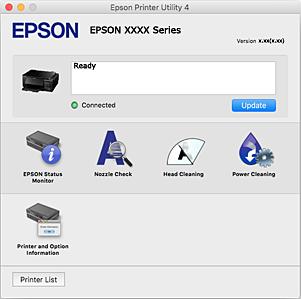 Hálózati szolgáltatásokra és szoftverekre vonatkozó információk OS X Mountain Lion vagy újabb esetében, ha a Nyomtatási beállítások menü nem jelenik meg, akkor az Epson nyomtatómeghajtó nem