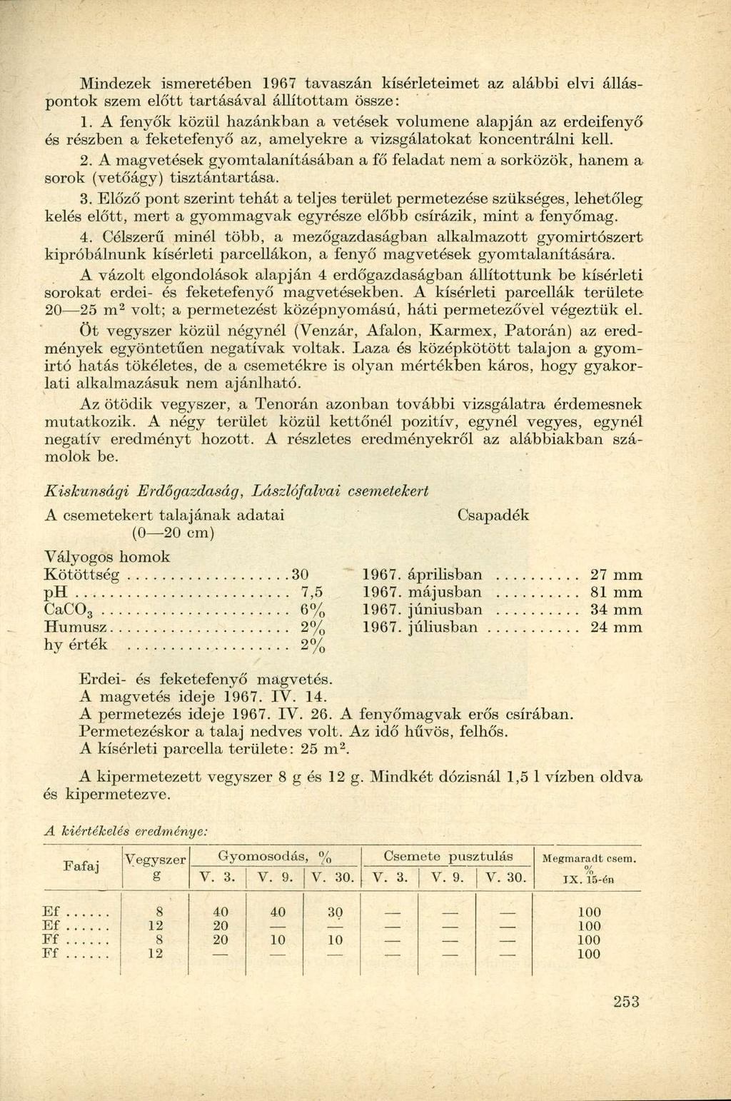 Mindezek ismeretében 1967 tavaszán kísérleteimet az alábbi elvi álláspontok szem előtt tartásával állítottam össze: 1.
