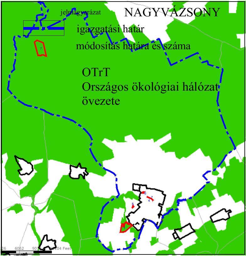 A település igazgatási területét és minden módosítás területét érinti az OTrT 3/5